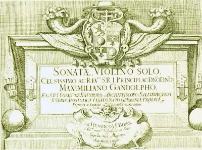 Frontespizio di Sonatae Violino solo, di Biber, 1681