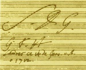 "Soli Deo Gloria" e le iniziali di Handel 